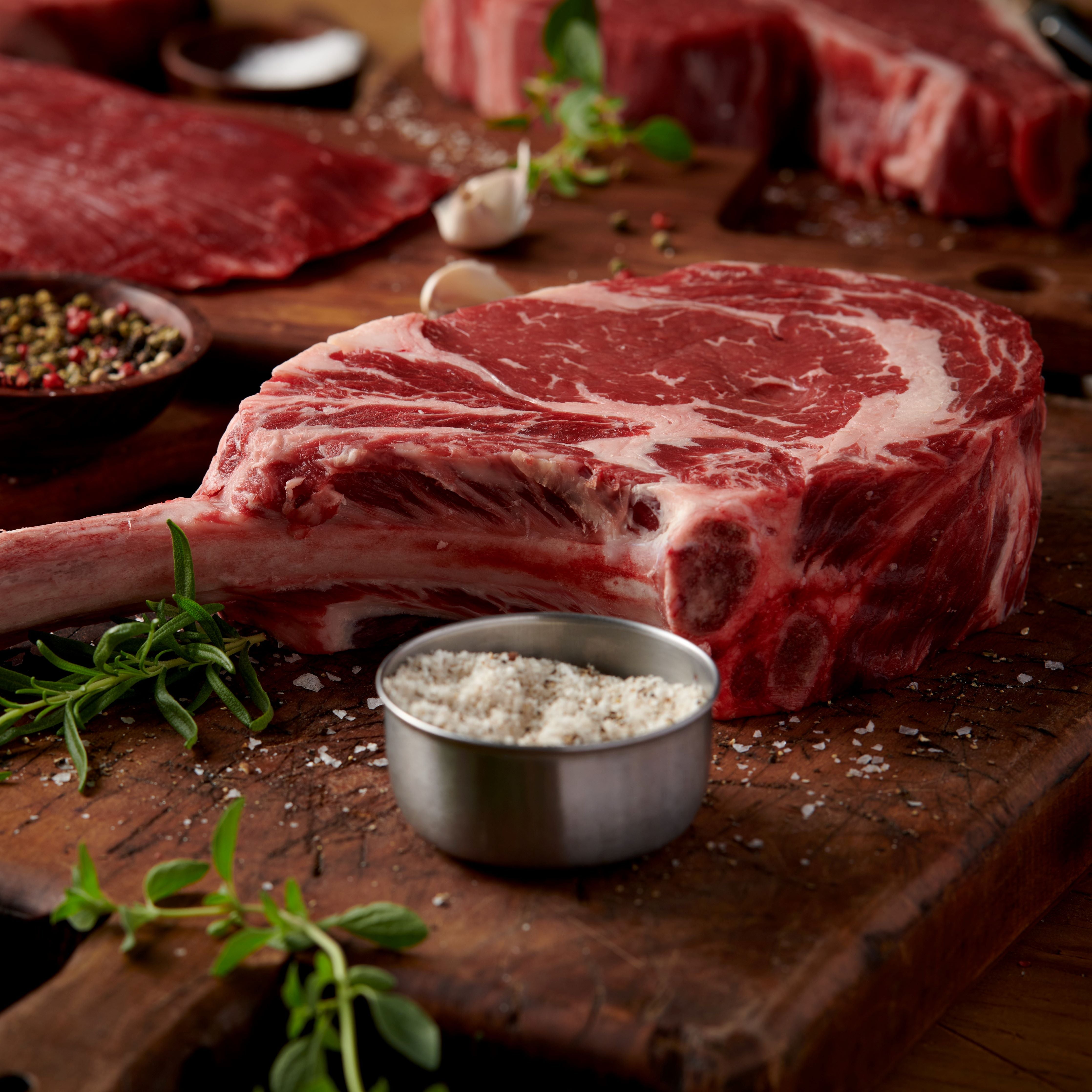 Buy 3 Tomahawk Ribeyes, get a free Black Garlic Salt