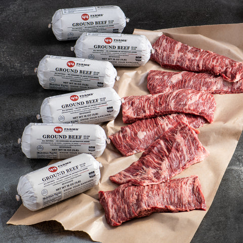 Ground Beef & Skirt Steak Bundle  44 Farms - Quality Beef Since 1909 - 44  Steaks