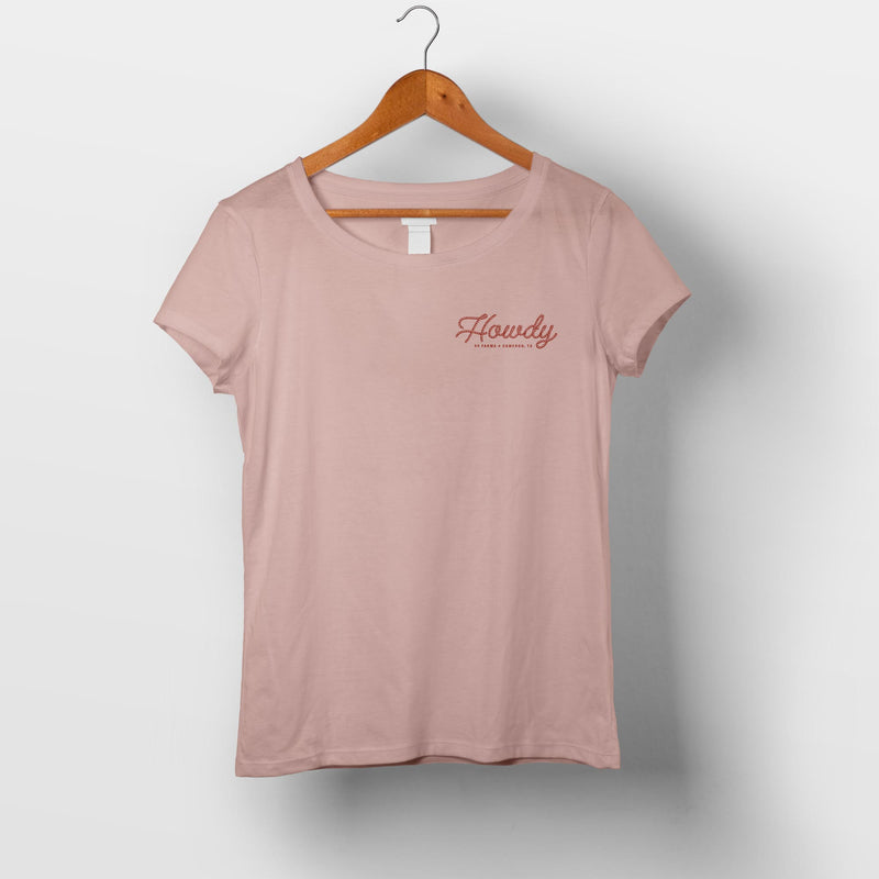 Women’s Howdy Rope Script T-Shirt (Desert Pink) – 44 Steaks